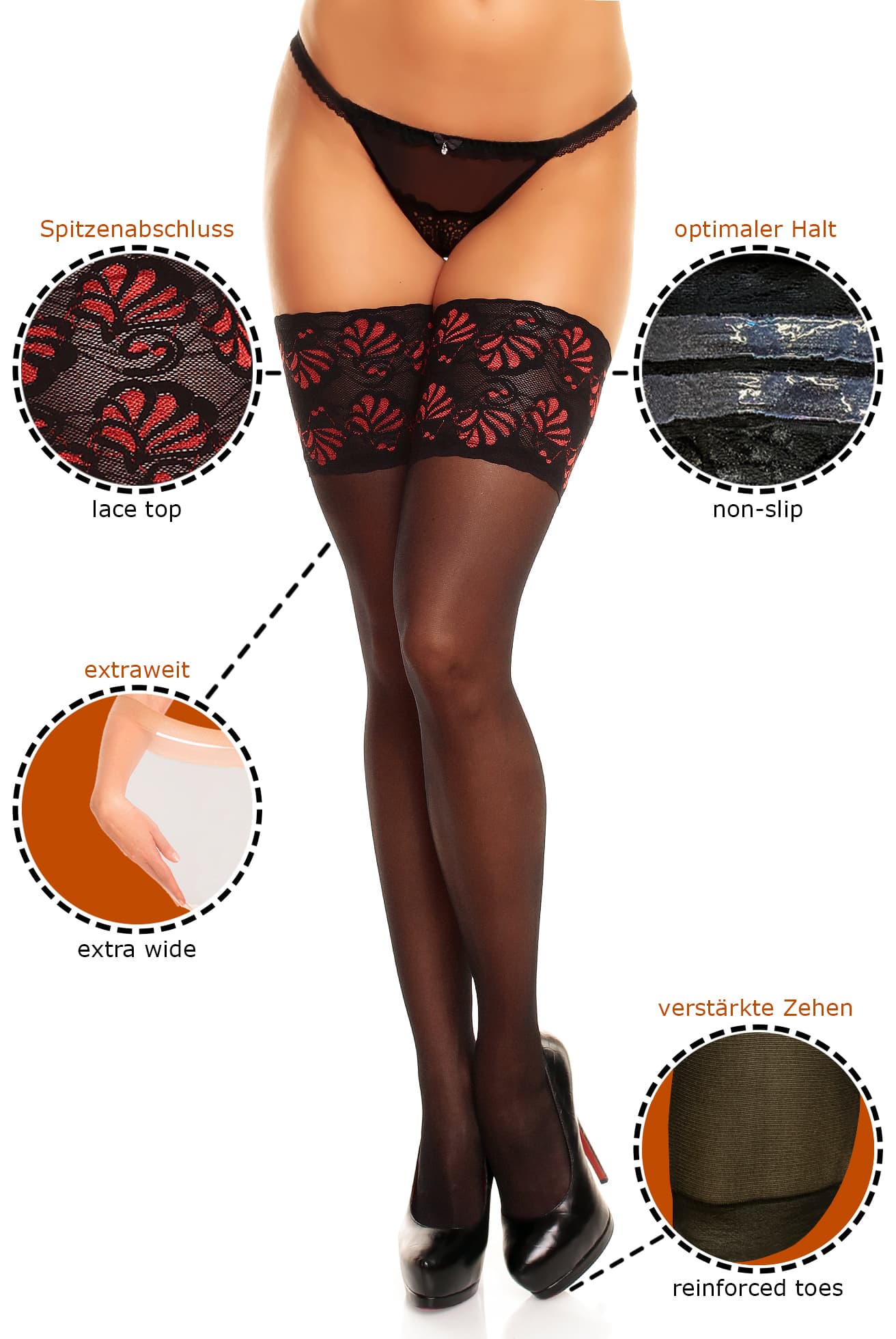 50111 | Glamory Deluxe 20 Halterlose Strümpfe - transparent, glänzend
