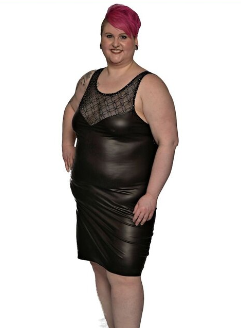 CF065 knielanges Kleid mi Glitzer