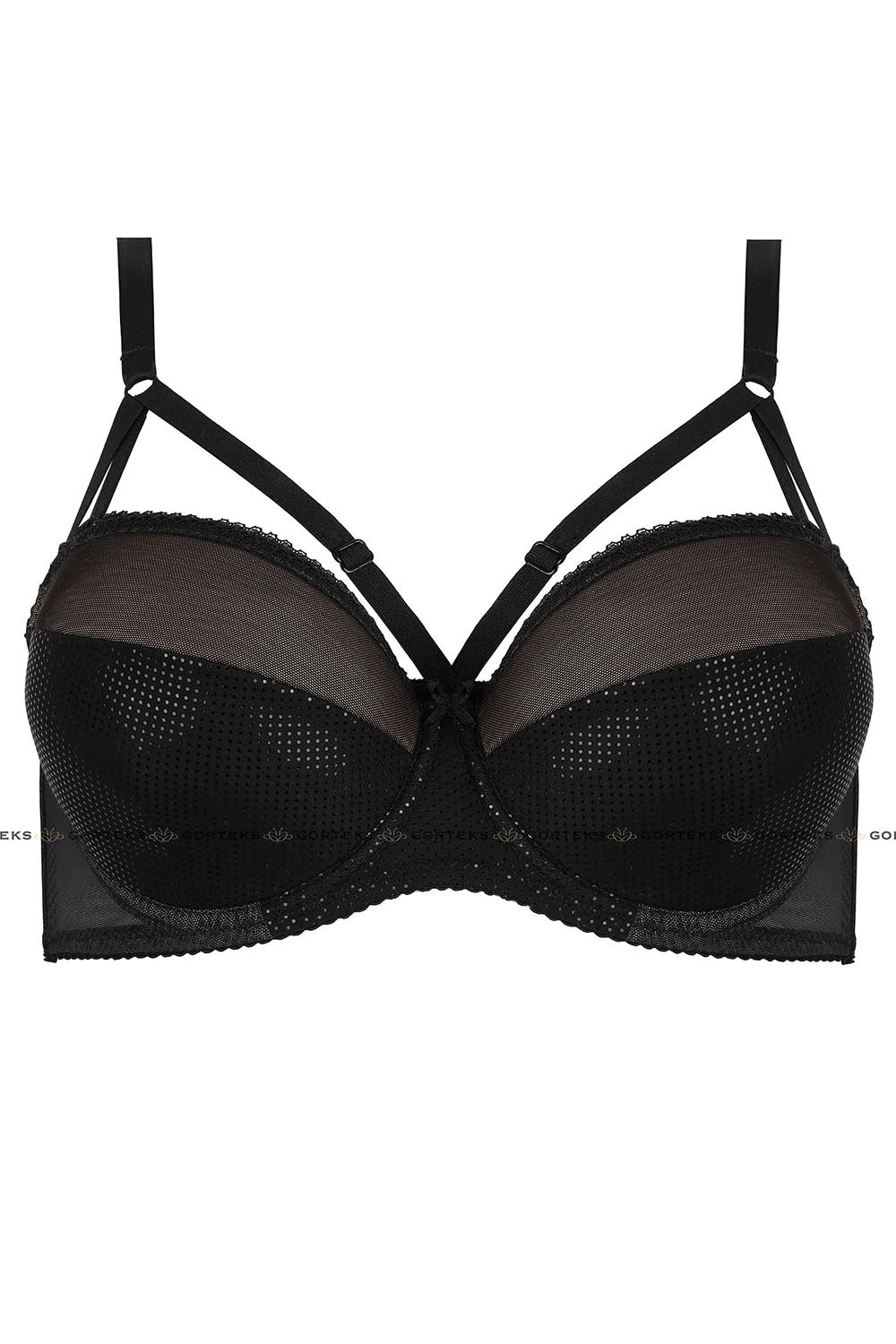 Gorteks Celine/B4 Bügel BH  gepunktet mit Tüll, schwarz mit beige