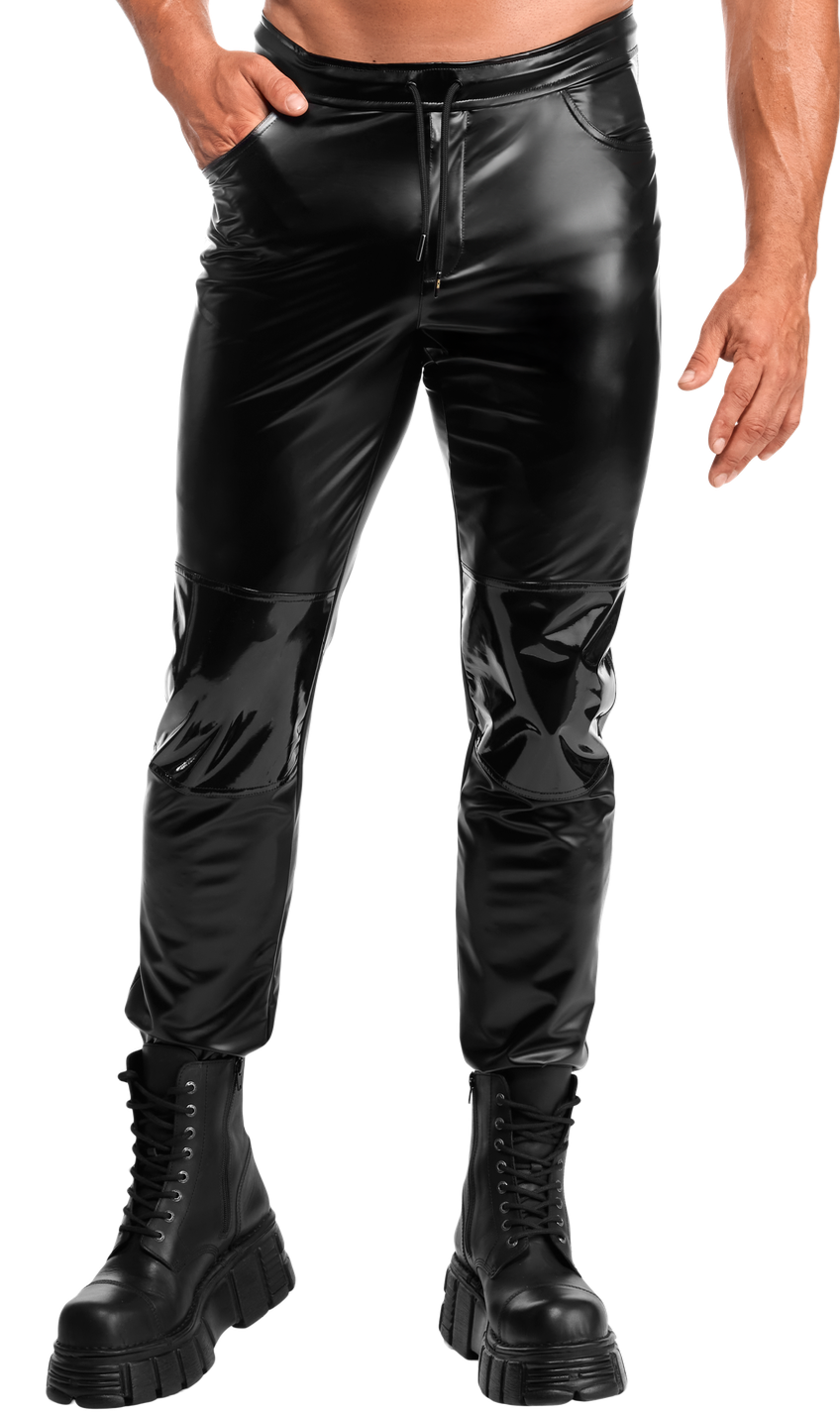 H087 Lange Powerwetlookhose zum Schnüren