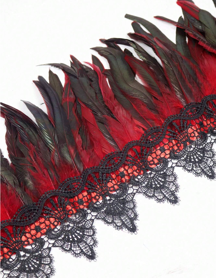 Federstola mit Spitzen Applikation, verschiedene Farben