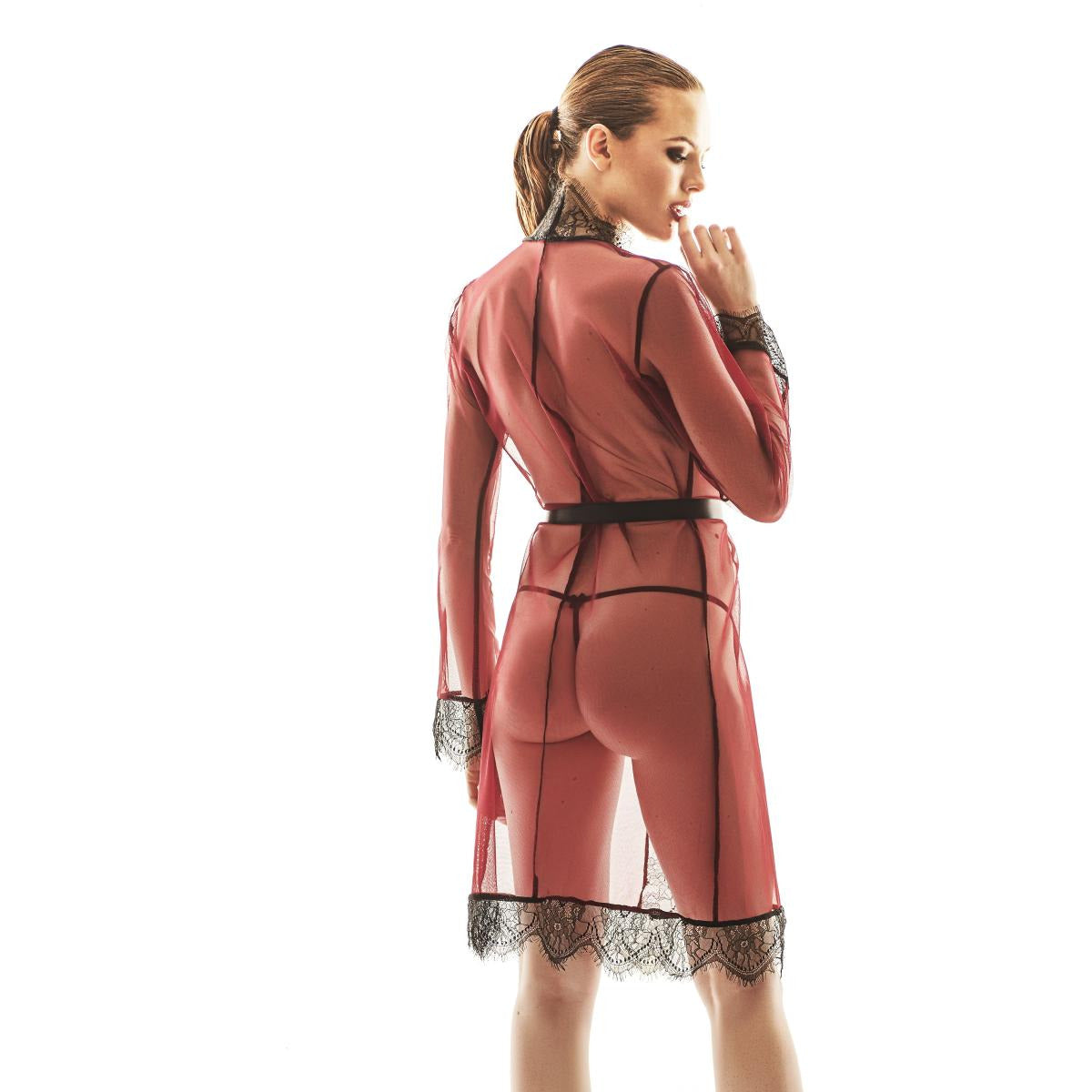 rot-schwarzer Tüllmantel FLORELLA von Anais Apparel