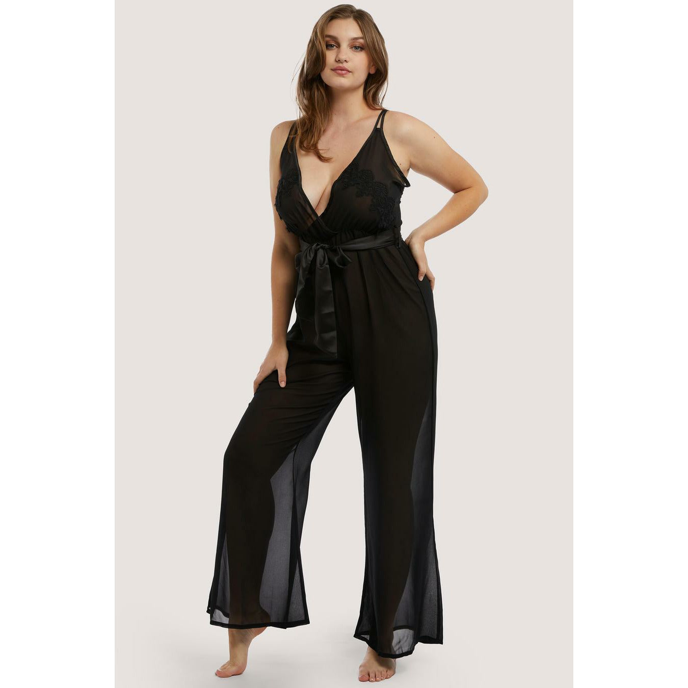 HUSTLER Chiffon Jumpsuit mit Spitze ELLE