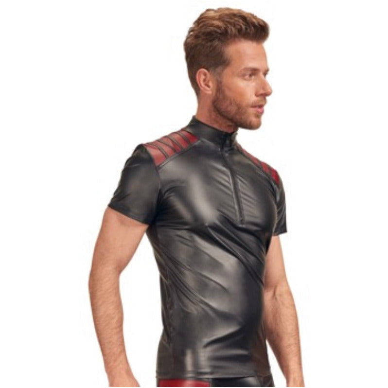 Leichtes Sommer Shirt schwarz/rot mit Reißverschluss