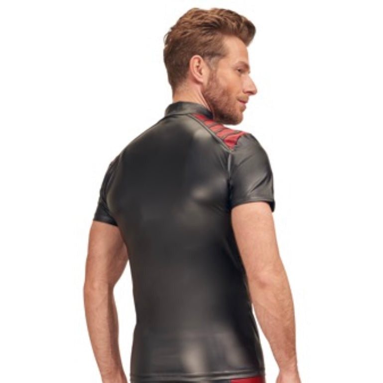 Leichtes Sommer Shirt schwarz/rot mit Reißverschluss