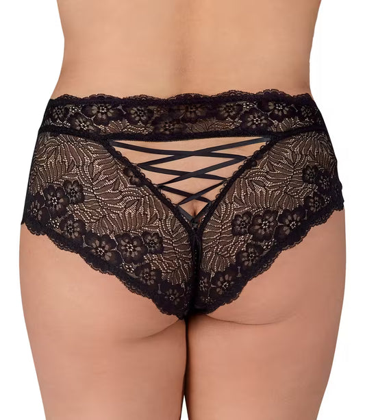 Slip ouvert aus feiner floraler Spitze mit Perlenkette