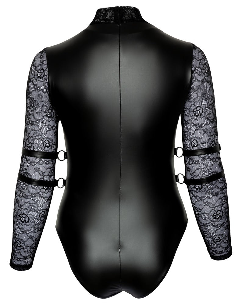 Wetlook Body mit Fesseln und abnehmbaren Strapsen von COTTELLI BONDAGE