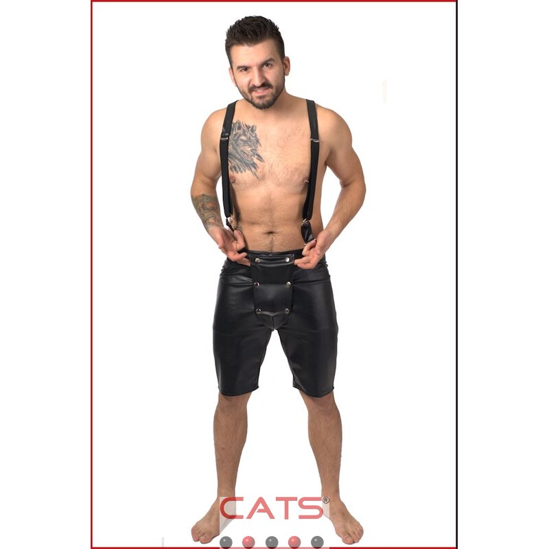 CH030 - 3/4 Kunstleder Hose mit Hosenträger - Holde Weiblichkeit