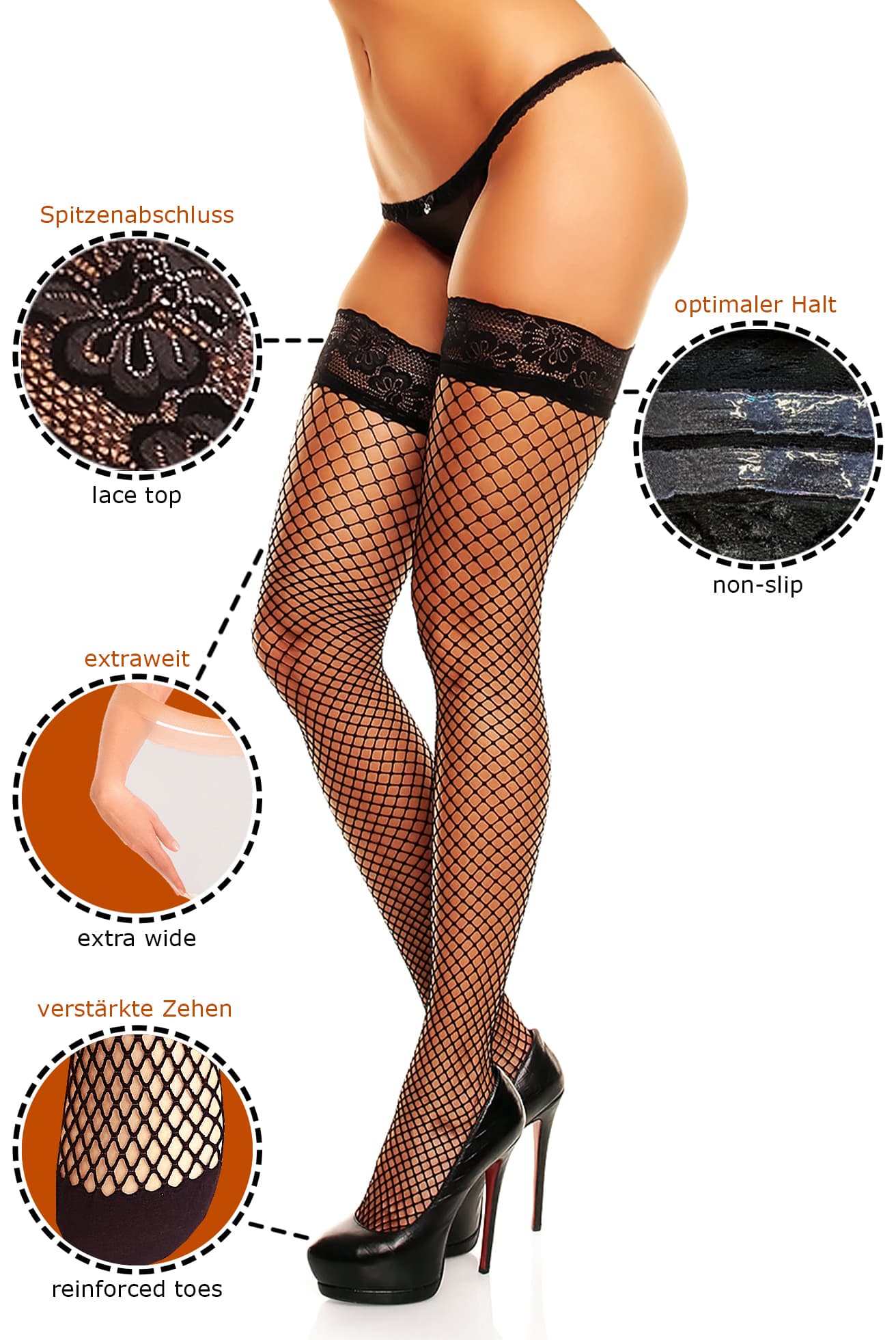 50352 | Glamory  Mesh Halterlose Netzstrümpfe