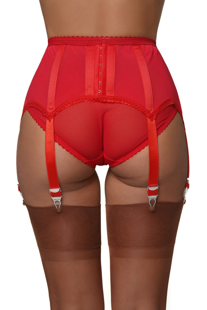 Strumpfhalter ABBY aus Powermesh | schwarz oder rot - Holde Weiblichkeit