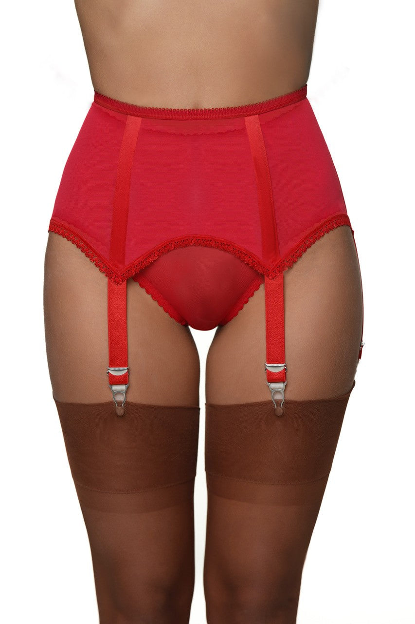 Strumpfhalter ABBY aus Powermesh | schwarz oder rot - Holde Weiblichkeit