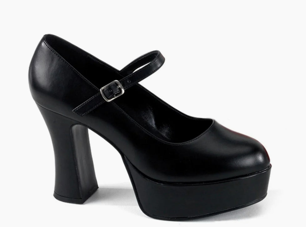 Plateau Pump mit Riemchen MARY JANE in Kunstleder