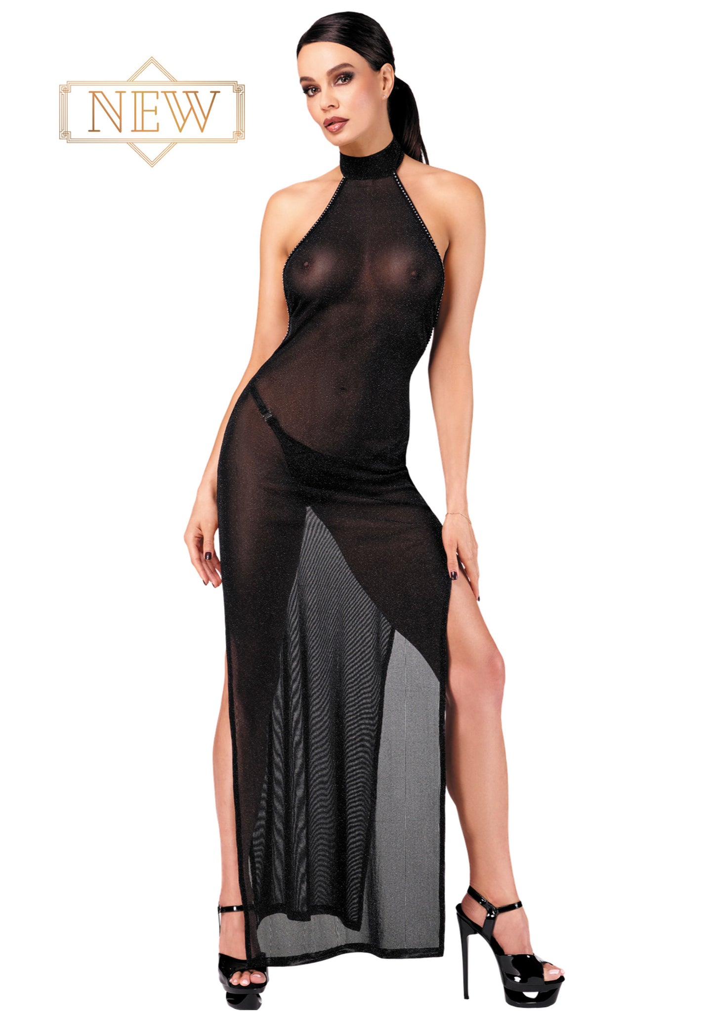 F372 Transparentes Neckholderkleid ONYX  von Noir Handmade - Holde Weiblichkeit