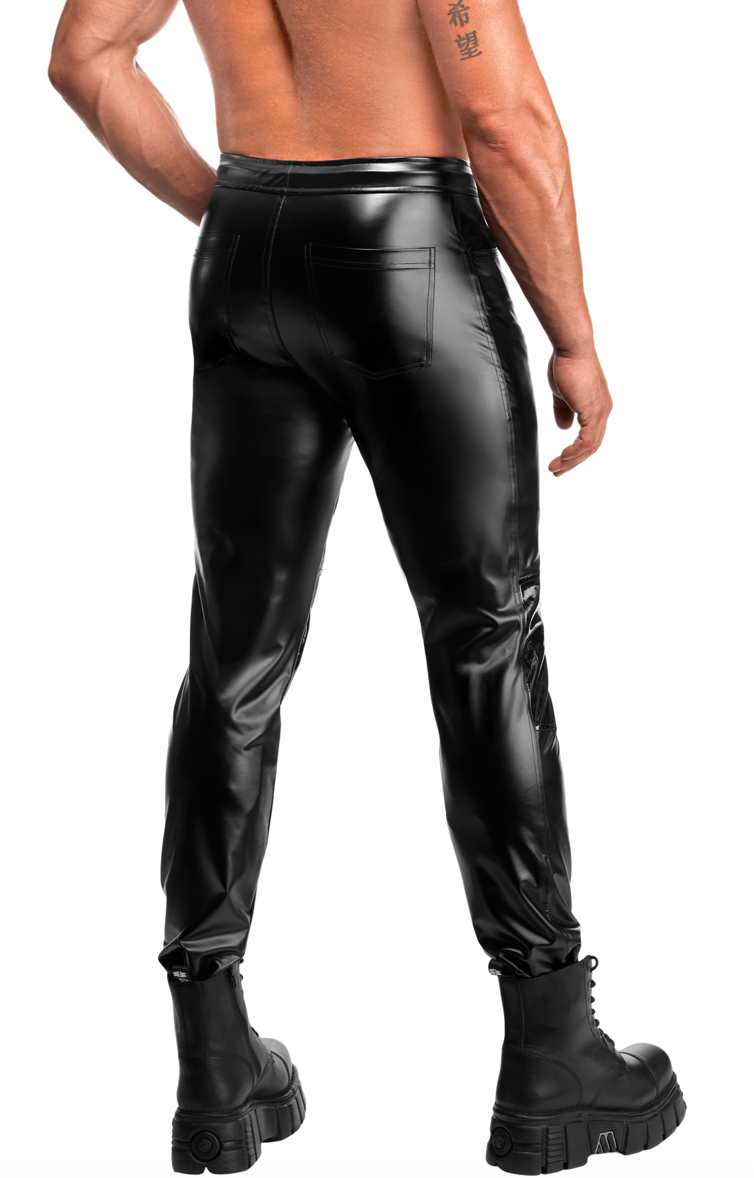 H087 Lange Powerwetlookhose zum Schnüren