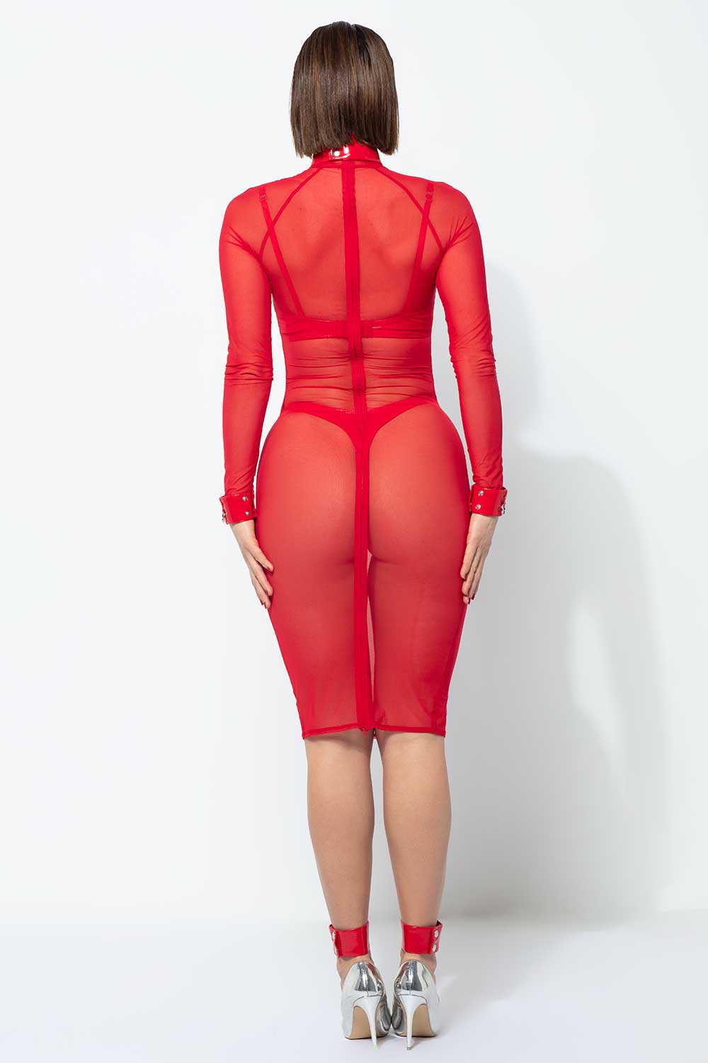 Transparentes Kleid AZIA rot oder weiß