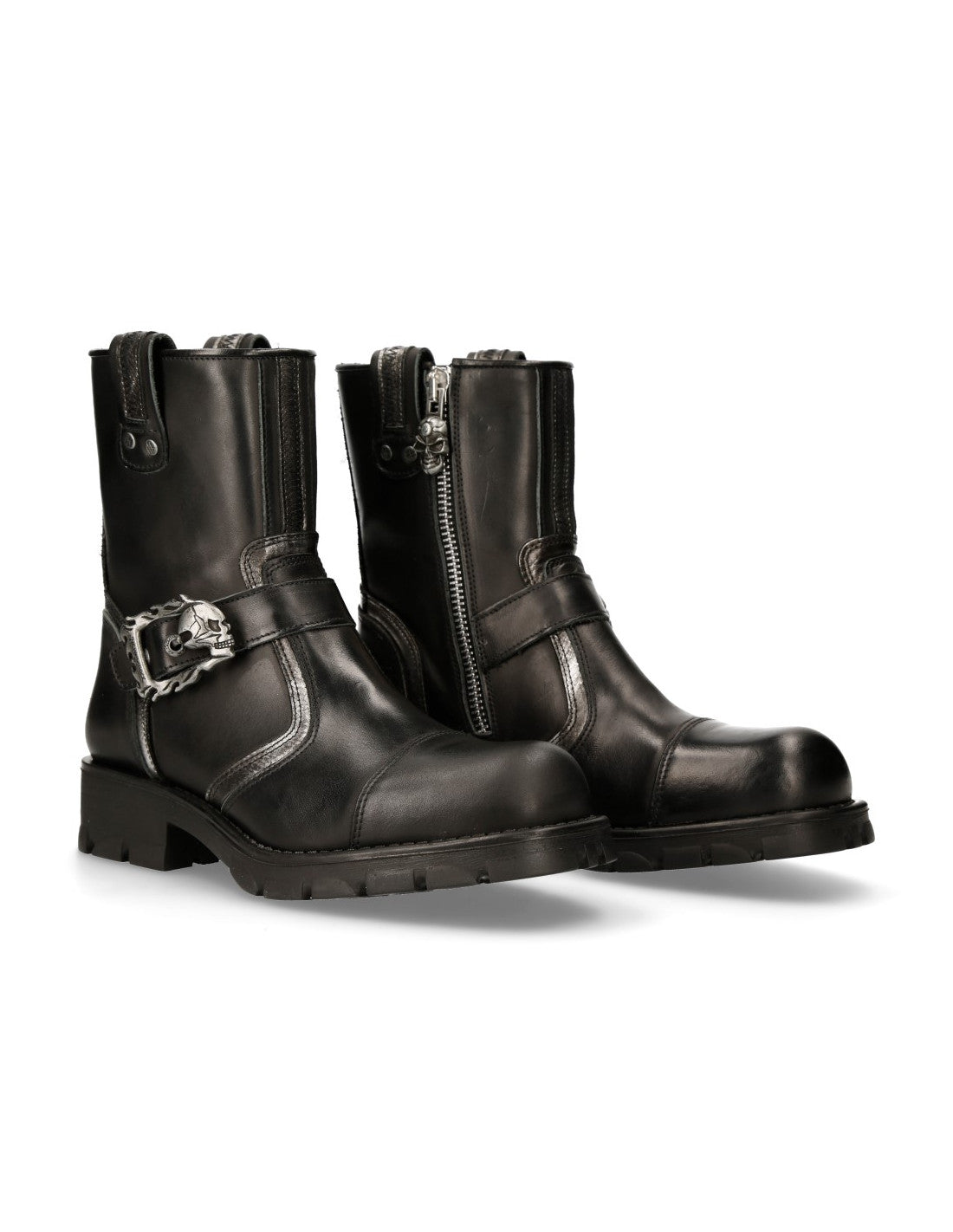 NEOBIKER Stiefel mit silber Dekor und Schnalle von NEW ROCK