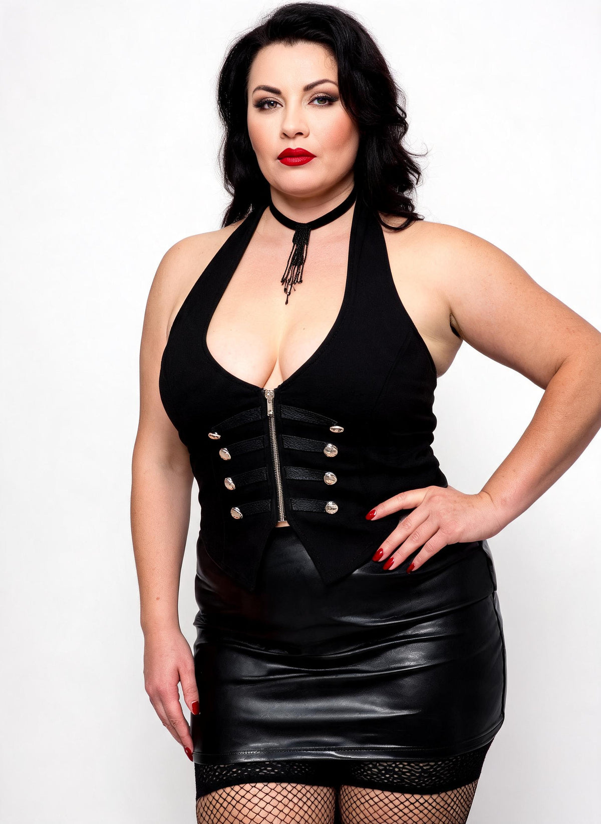 Military Neckholder top  mit Zipper