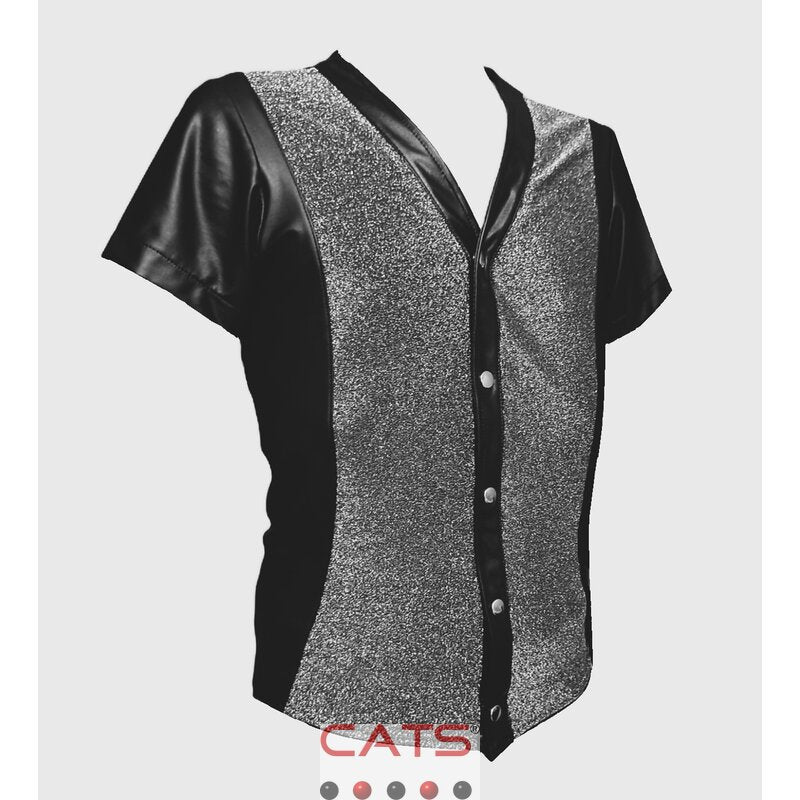 CH050 - Kurzarm Hemd Silber schwarz