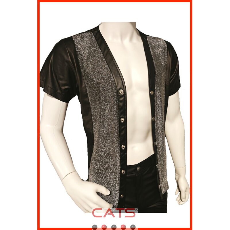 CH050 - Kurzarm Hemd Silber schwarz