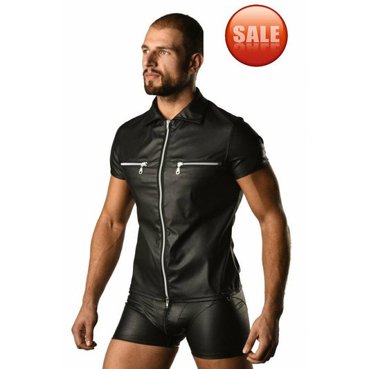 Körpernah geschnittenes Kunstleder Hemd DOLF - Holde Weiblichkeit