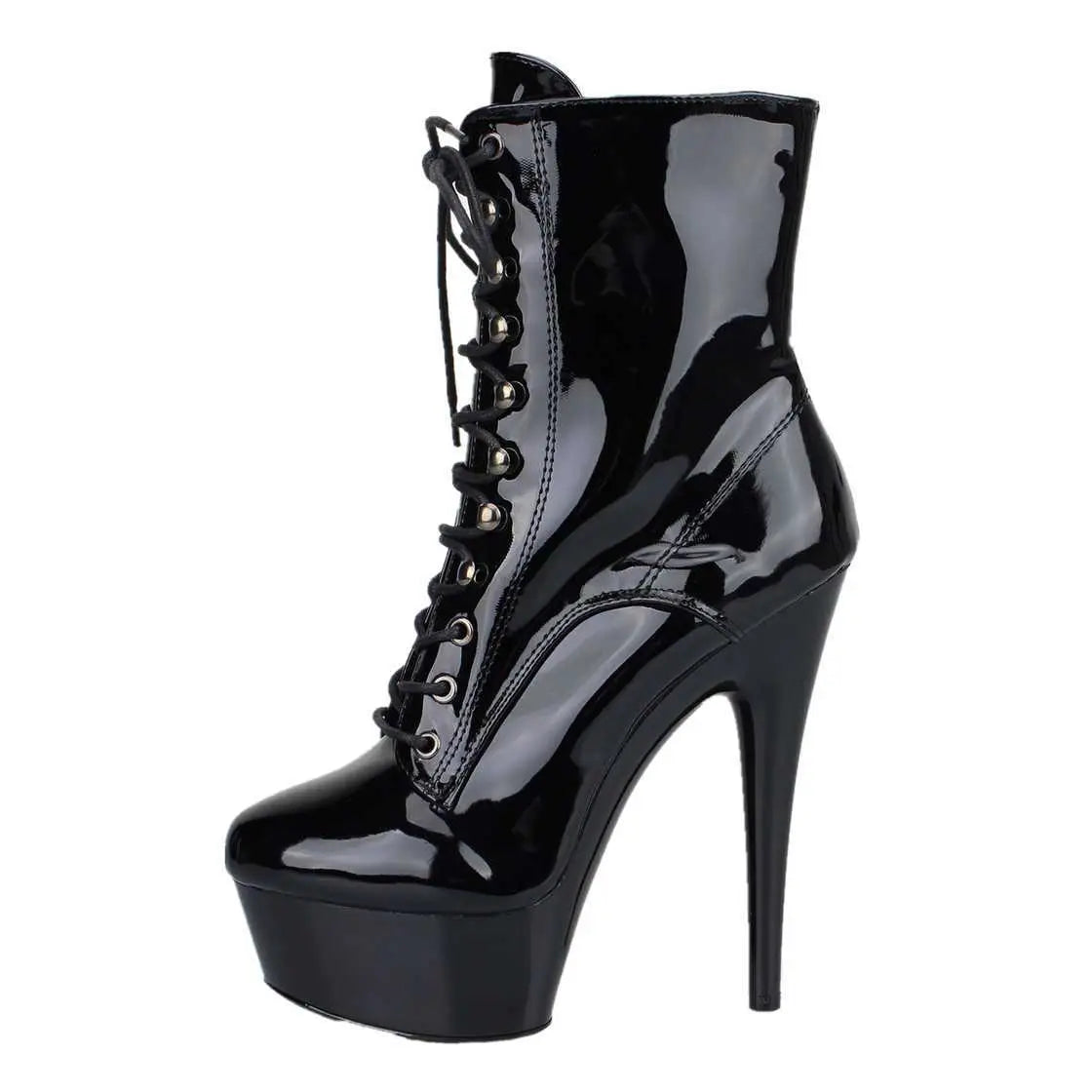 Lack Stiefelette geschnürt mit Reißverschluss